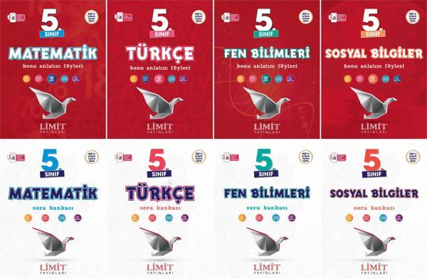 Limit 2025 5. Sınıf Matematik + Türkçe + Fen + Sosyal Konu Anlatım + Soru Seti 8 Kitap Güncel Müfredat - Limit Yayınları - Image 1