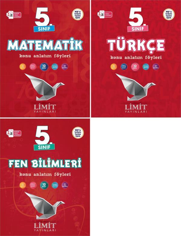 Limit 2025 5. Sınıf Matematik + Türkçe + Fen Konu Anlatım Seti 3 Kitap Güncel Müfredat - Limit Yayınları - Image 1