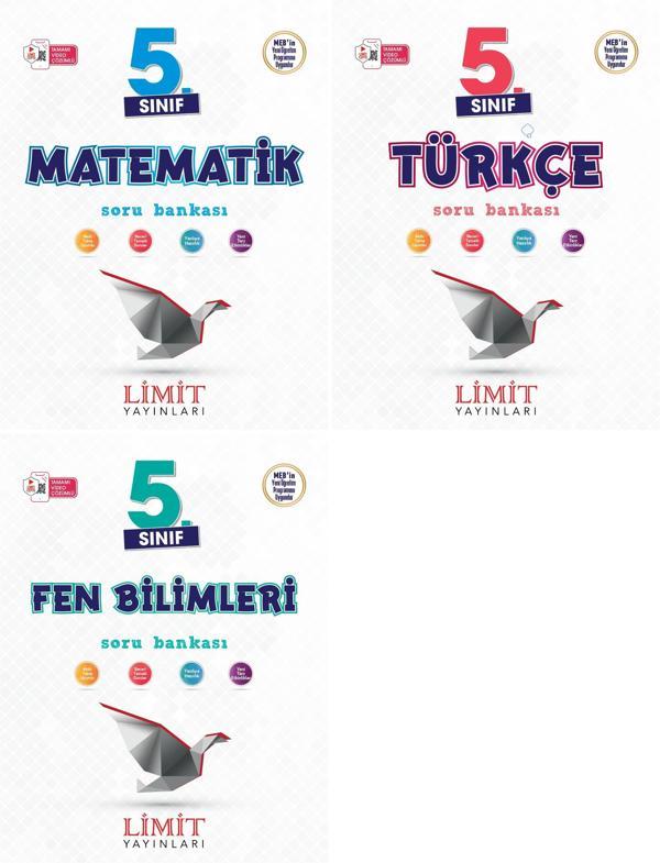 Limit 2025 5. Sınıf Matematik + Türkçe + Fen Soru Bankası Seti 3 Kitap Güncel Müfredat - Limit Yayınları - Image 1
