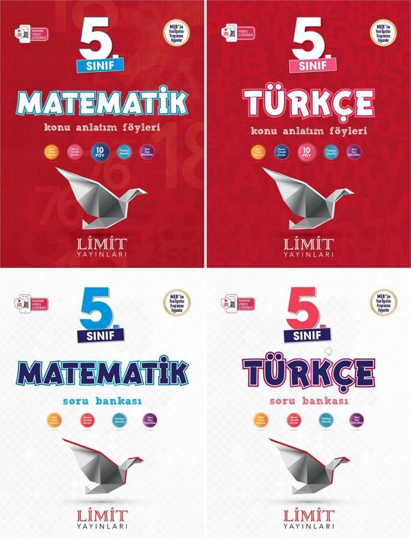 Limit 2025 5. Sınıf Matematik + Türkçe Konu Anlatım + Soru Seti 4 Kitap Güncel Müfredat - Limit Yayınları - Image 1