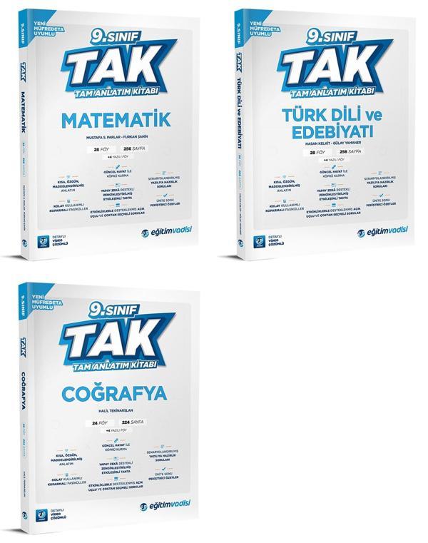 Eğitim Vadisi 2025 9. Sınıf Matematik + Edebiyat + Coğrafya Tam Anlatım Kitabı Seti 3 Kitap - Eğitim Vadisi - Image 1