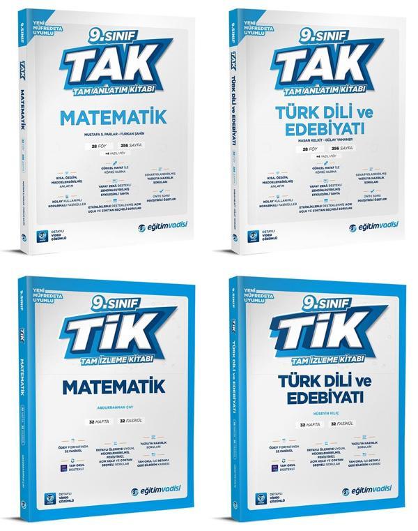Eğitim Vadisi 2025 9. Sınıf Matematik + Edebiyat Tak Tam Anlatım + Tik Tam İzleme Seti 4 Kitap - Eğitim Vadisi - Image 1