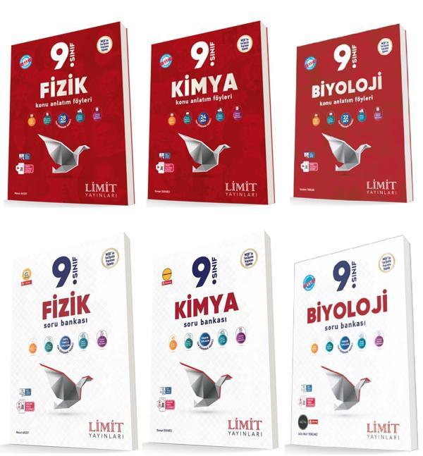 Limit 2025 9. Sınıf Fizik + Kimya + Biyoloji Kaf + Soru Seti 6 Kitap Güncel Müfredat - Limit Yayınları - Image 1
