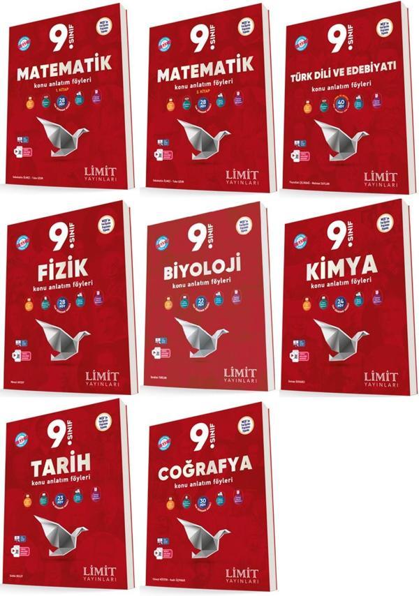 Limit 2025 9. Sınıf Konu Anlatım Föyleri Seti 8 Kitap Kitap Güncel Müfredat - Limit Yayınları - Image 1
