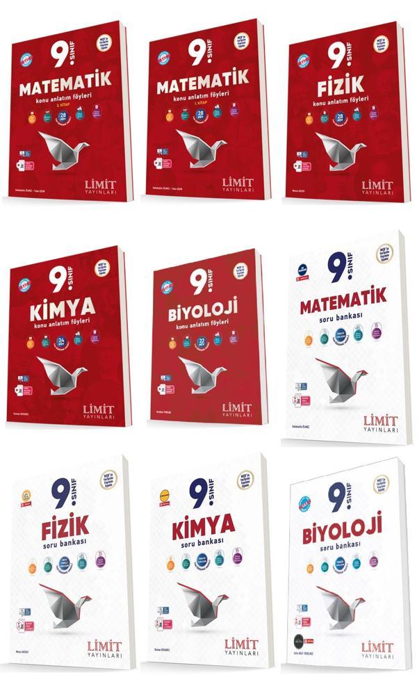 Limit 2025 9. Sınıf Matematik + Fizik + Kimya + Biyoloji Kaf + Soru Seti 9 Kitap Güncel Müfredat - Limit Yayınları - Image 1