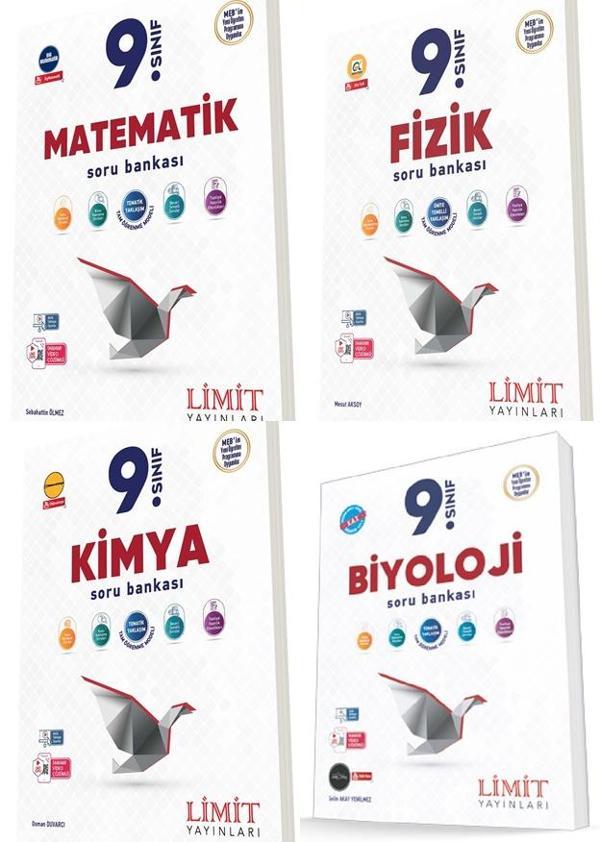 Limit 2025 9. Sınıf Matematik + Fizik + Kimya + Biyoloji Soru Seti 4 Kitap Güncel Müfredat - Limit Yayınları - Image 1