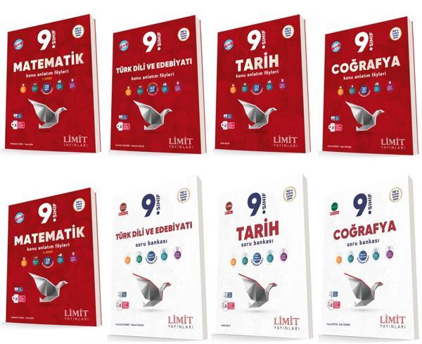 Limit 2025 9. Sınıf Matematik + Türk Dili + Tarih+ Coğrafya Kaf + Soru Seti 9 Kitap Güncel Müfredat - Limit Yayınları - Image 1