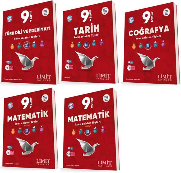 Limit 2025 9. Sınıf Matematik + Türk Dili + Tarih+ Coğrafya Kaf Seti 5 Kitap Güncel Müfredat - Limit Yayınları - Image 1