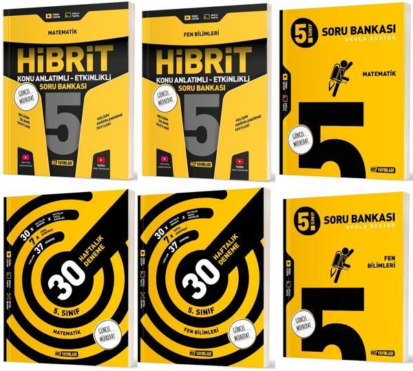 Hız 2025 5. Sınıf Matematik + Fen Bilimleri Haftalık Deneme + Hibrit + Soru Seti 6 Kitap - Hız Yayınları - Image 1