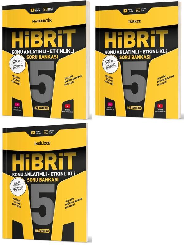 Hız 2025 5. Sınıf Matematik + Türkçe + İngilizce Hibrit - Konu Seti 3 Kitap - Hız Yayınları - Image 1