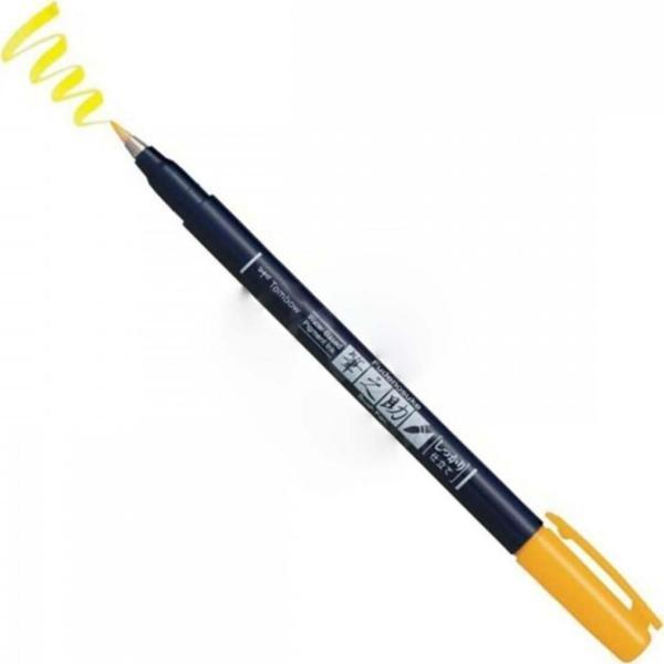 Tombow Fudenosuke Brush Pen Fırça Uçlu Kalem Sert Uç - Sarı - Image 1