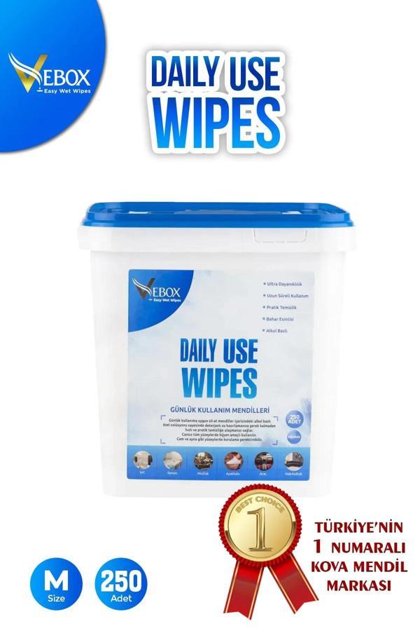 Vebox Daily Use Wipes Günlük Kullanım Kova Islak Mendil (250 Adet) - Image 1
