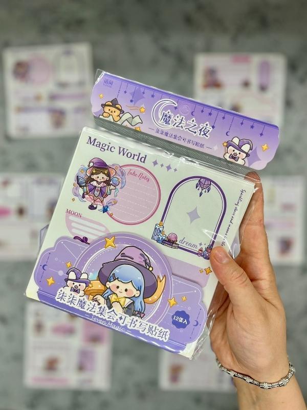 Seven Magic 12  Yaprak 90 Adet Mor Post-ıt  Ve Sticker Seti / Yapışkanlı Kağıt / Post-ıt / Çıkartma / Etiket  - Image 1