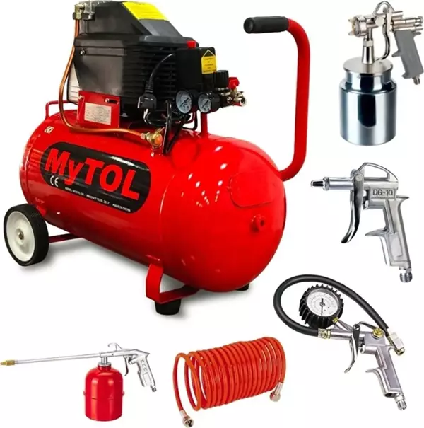 MYTOL 50 Litre Hava Kompresörü 2 Hp 8 Bar ve 5Li Havalı Set - Image 1