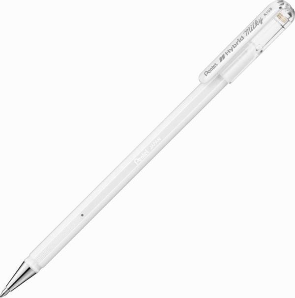 Pentel Hybrid Milky 0.8mm Jel Kalem - Beyaz - Image 1