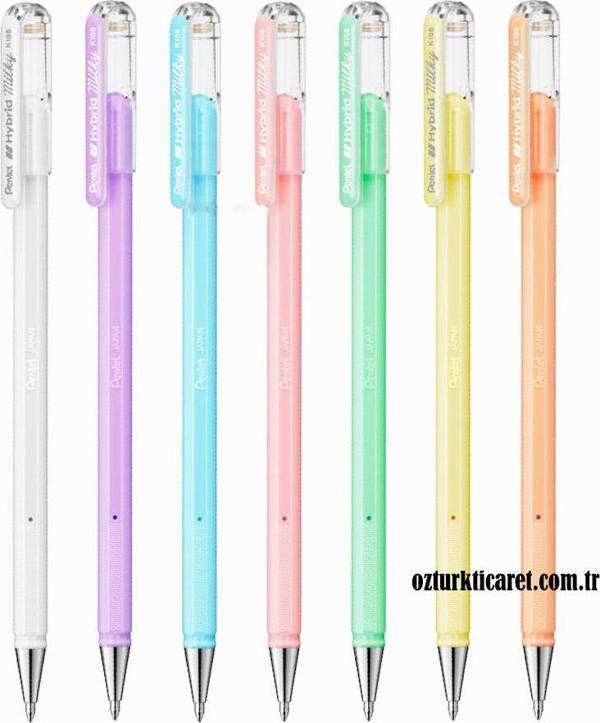 Pentel Hybrid Milky 0.8mm 7'li Pastel Jel Kalem Set - Image 1