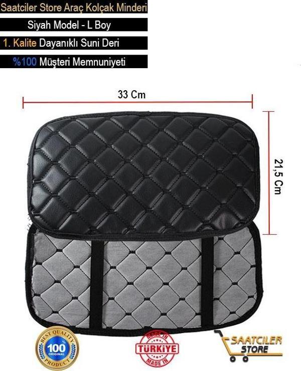 Desingonb Audi A3 İle Uyumlu Deri Oto Kolçak Kılıfı Örtüsü Capitone Süngerli Siyah Nakışlı - Image 1
