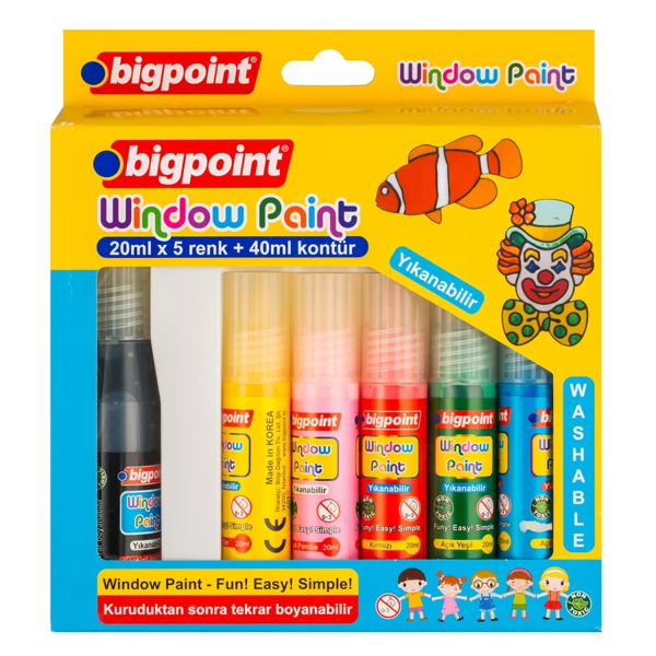 Bigpoint Cam Boyası (Window Paint) 5 Renk x 20 ml - Image 1