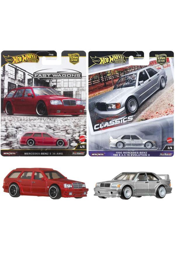 Hot Wheels Premium Mercedes Set - 1990 Mercedes Benz 190 E & Mercedes-Benz E 36 Amg (1/64) - Image 1