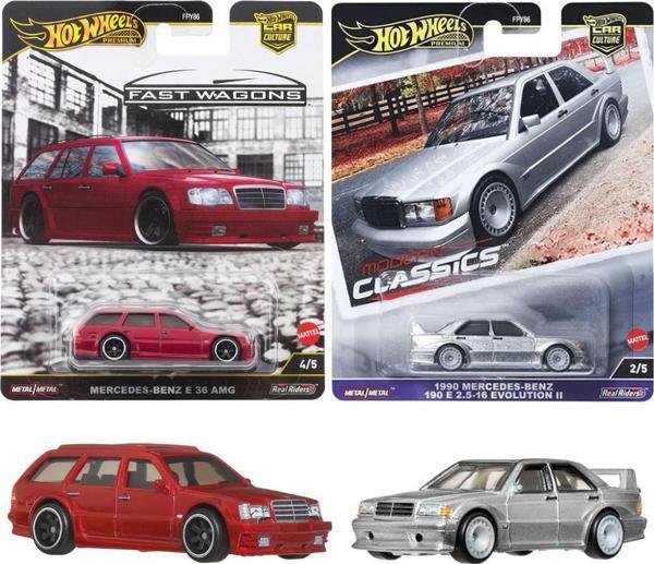 Hot Wheels Premium Mercedes Set - 1990 Mercedes Benz 190 E & Mercedes-Benz E 36 Amg (1/64) - Image 1