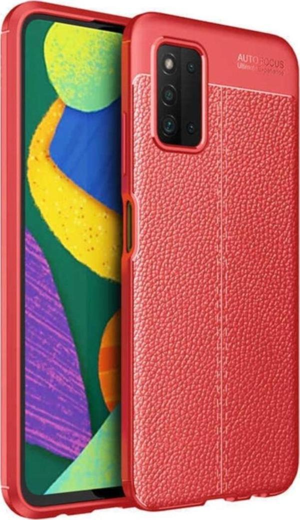 Coverzone Galaxy A03s Kılıf Niss Silikon Deri Görünümlü Kırmızı - Image 1