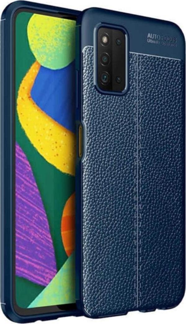 Coverzone Galaxy A03s Kılıf Niss Silikon Deri Görünümlü Lacivert - Image 1
