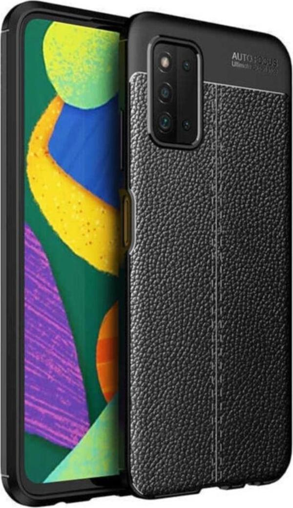 Coverzone Galaxy A03s Kılıf Niss Silikon Deri Görünümlü Siyah - Image 1