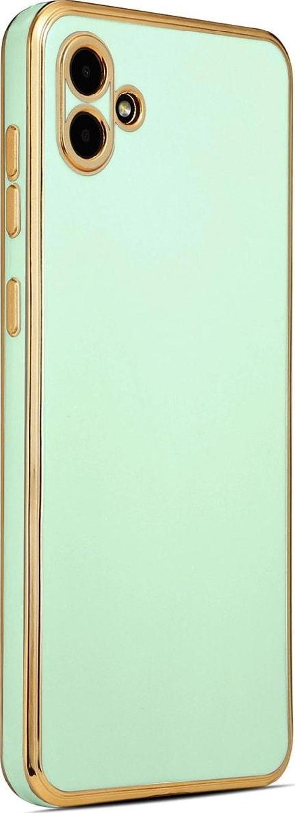 Coverzone Galaxy A04 Ile Uyumlu Kılıf Gold Kenar Pastel Renkli Halcyon Z-bark Kapak Açık Yeşil - Image 1