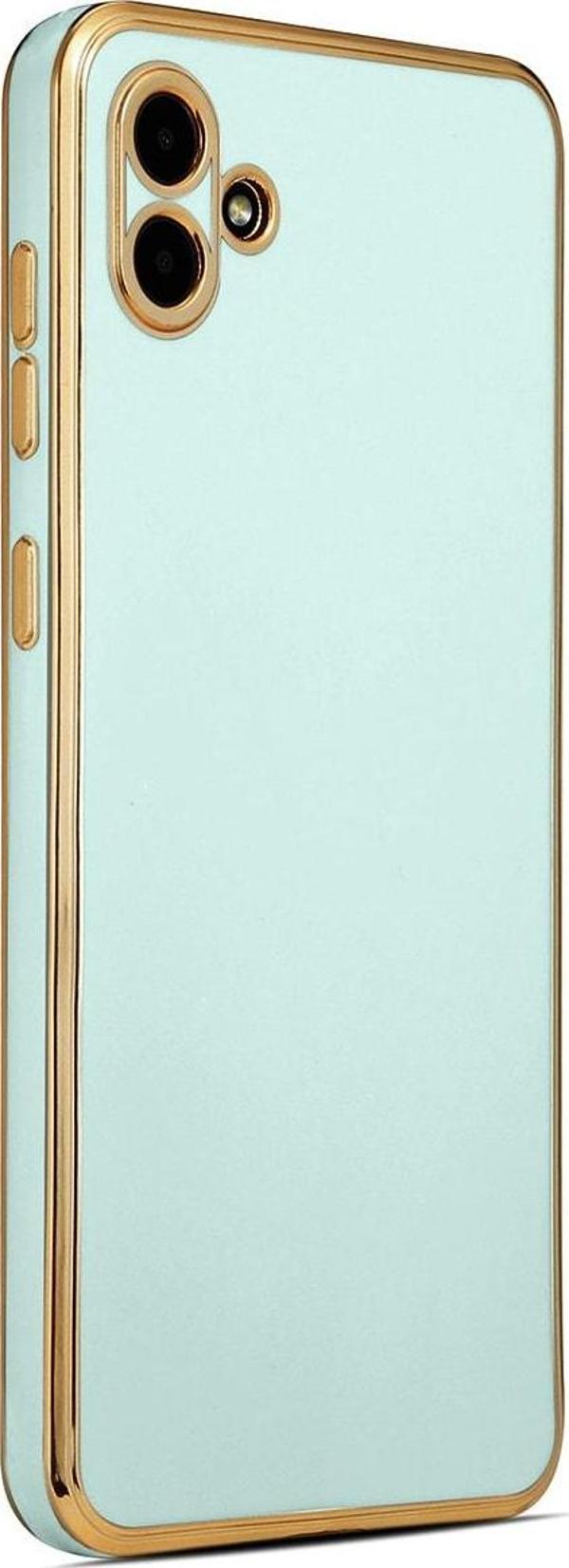 Coverzone Galaxy A04 Ile Uyumlu Kılıf Gold Kenar Pastel Renkli Halcyon Z-bark Kapak Mavi Açık - Image 1