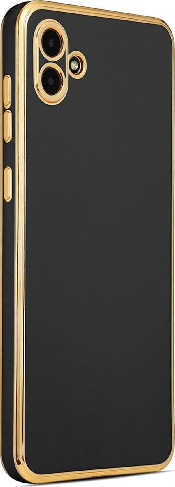 Coverzone Galaxy A04 Ile Uyumlu Kılıf Gold Kenar Pastel Renkli Halcyon Z-bark Kapak Siyah - Image 1