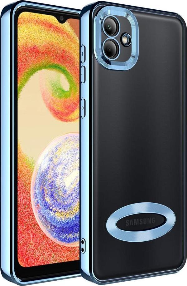Coverzone Galaxy A04 Ile Uyumlu Kılıf Kamera Korumalı Logo Gösteren Colored Z-omega Kapak Mavi Açık - Image 1