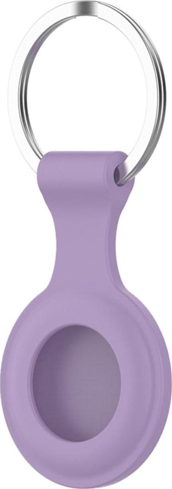 Coverzone Airtag Ile Uyumlu 360° Koruma Pürüzsüz Silikon Anahtarlıklı Koruyucu Silikon Kılıf Açık Mor -1 Adet - Image 1