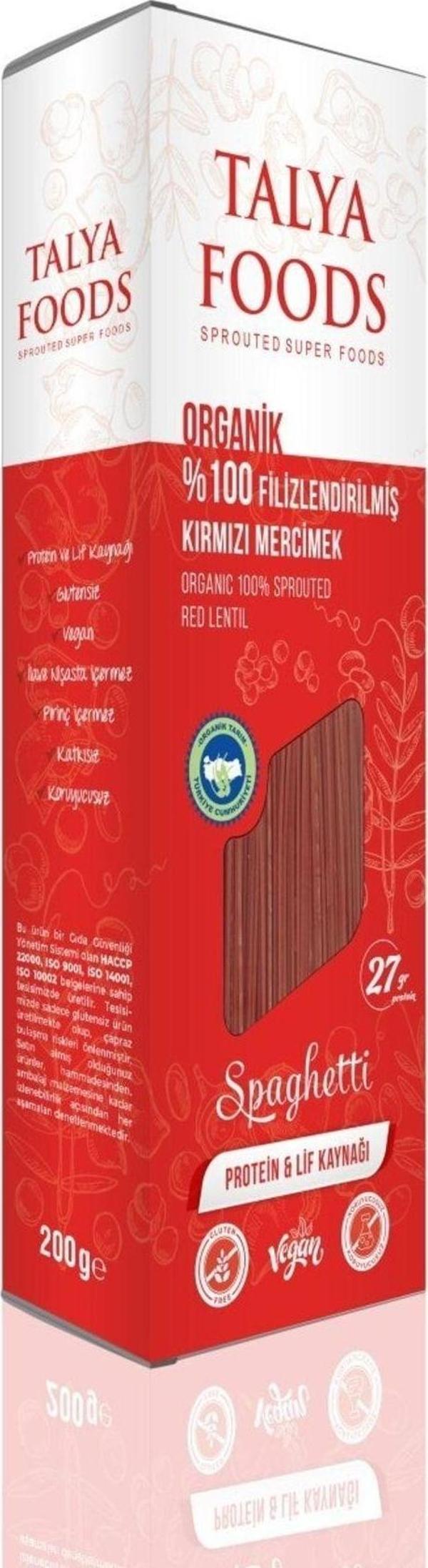 Talya Foods Organik %100 Filizlendirilmiş Kırmızı Mercimek Spaghetti - Image 1