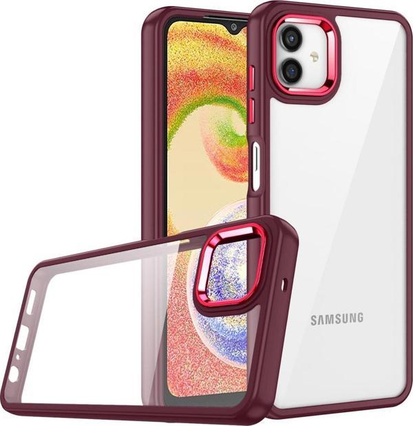 Coverzone Galaxy A04e Ile Uyumlu Kılıf Kontrast Renk Tasarımlı Cynosure Kapak Kırmızı - Image 1