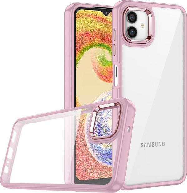 Coverzone Galaxy A04e Ile Uyumlu Kılıf Kontrast Renk Tasarımlı Cynosure Kapak Rose Gold - Image 1