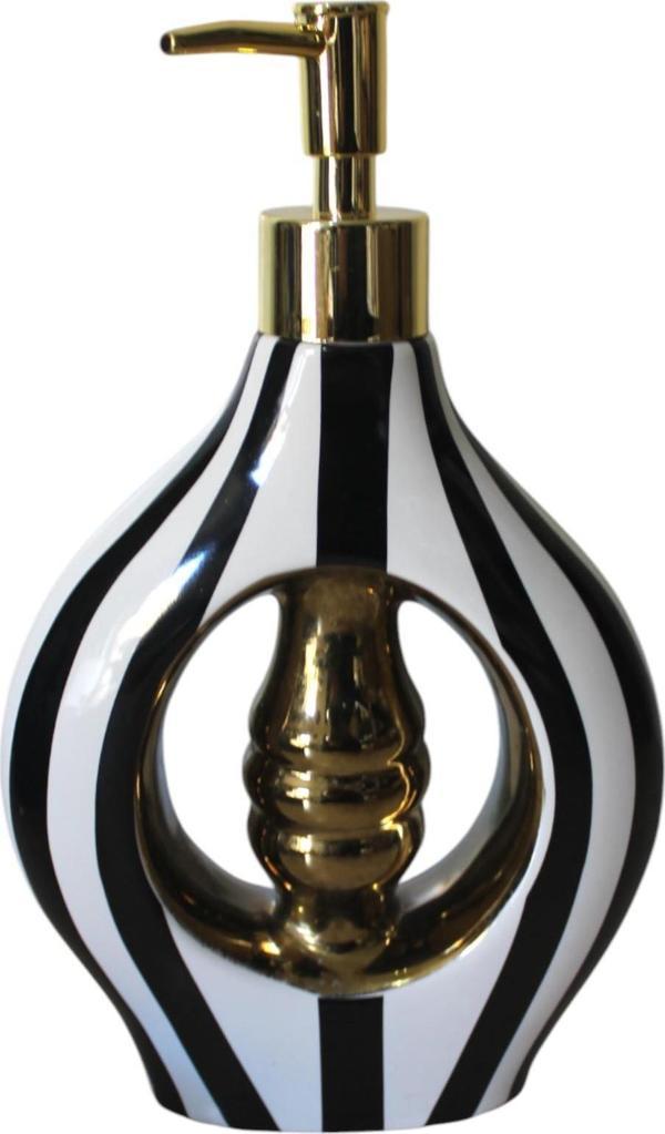 Porselen 500ml Sıvı Sabunluk Siyah Beyaz k282 - Image 1