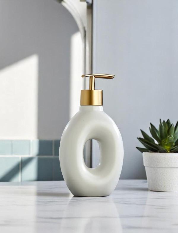 Dekoratif Seramik Sıvı Sabunluk Beyaz - Image 1
