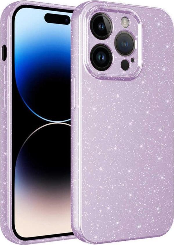 Coverzone Apple Iphone 13 Pro Ile Uyumlu Kılıf Kamera Korumalı Simli Lüks Koton Kapak Lila - Image 1