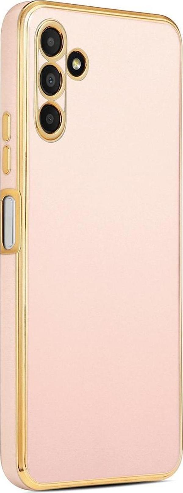 Coverzone Galaxy A04s Ile Uyumlu Kılıf Gold Kenar Pastel Renkli Halcyon Z-bark Kapak Rosegold - Image 1