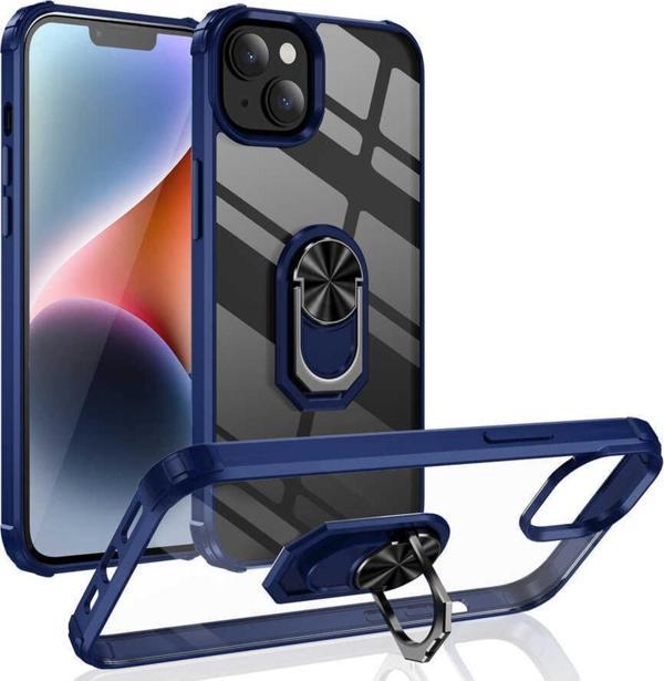 Coverzone Apple Iphone 14 Ile Uyumlu Kılıf Yüzük Tutuculu Standlı Freez Lacivert - Image 1