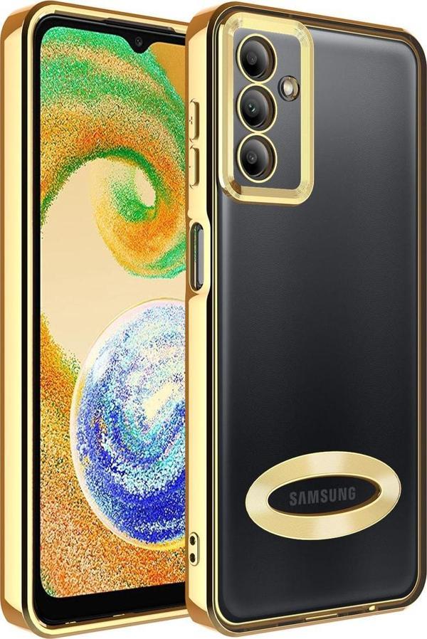 Coverzone Galaxy A04s Ile Uyumlu Kılıf Kamera Korumalı Logo Gösteren Colored Z-omega Kapak Gold - Image 1