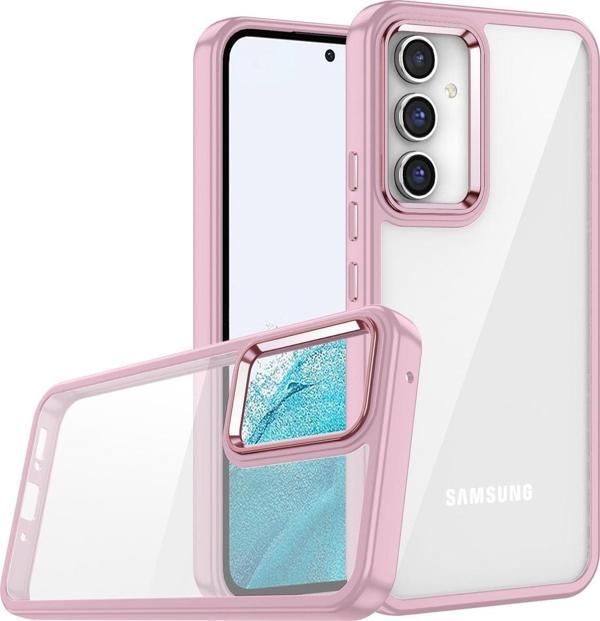 Coverzone Galaxy A04s Ile Uyumlu Kılıf Kontrast Renk Tasarımlı Cynosure Kapak Rose Gold - Image 1