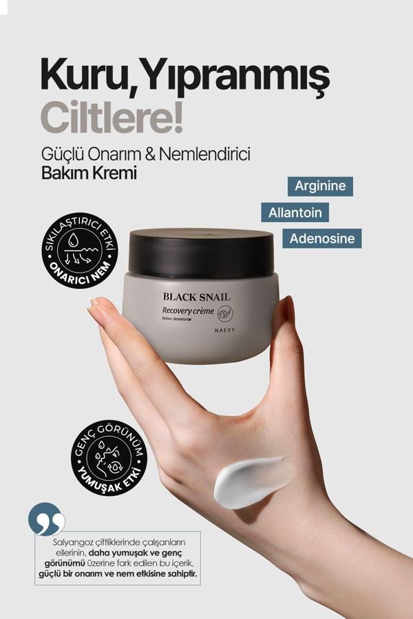 Naexy Onarıcı Ve Nemlendirici Siyah Salyangoz Kremi Kore Black Snail Recovery Cream - Image 1