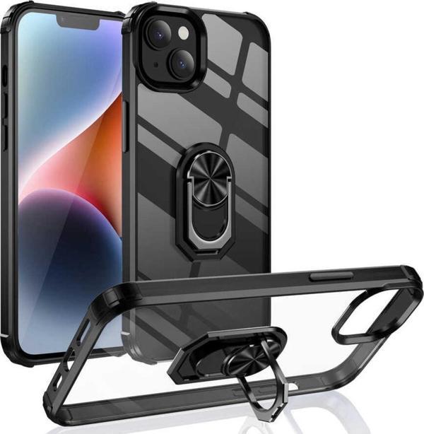 Coverzone Apple Iphone 14 Pro Ile Uyumlu Kılıf Yüzük Tutuculu Standlı Freez Siyah - Image 1
