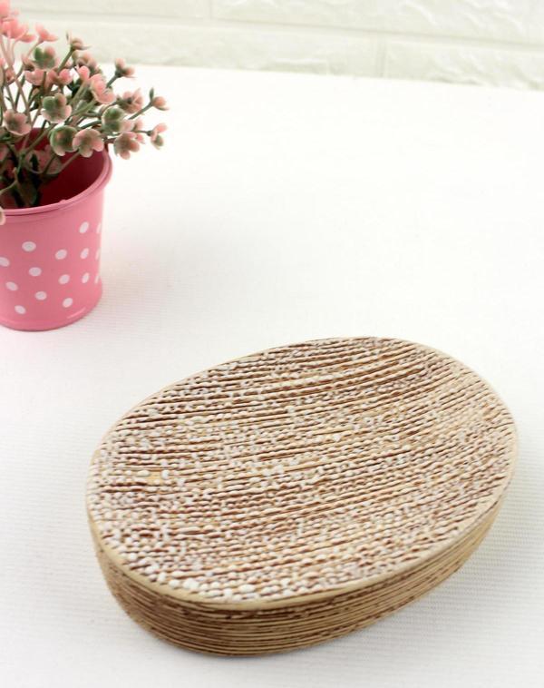 un 138 Seramik Katı Sabunluk  Beyaz Kahve 12cm - Image 1