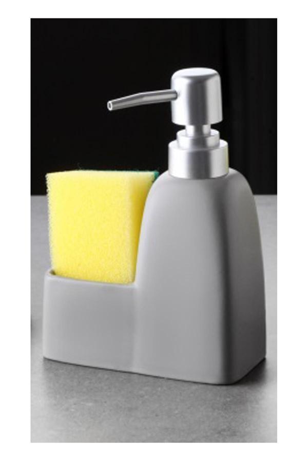 Stonware Sıvı Sabunluk Gri Süngerlik Bölmeli 300ml - Image 1