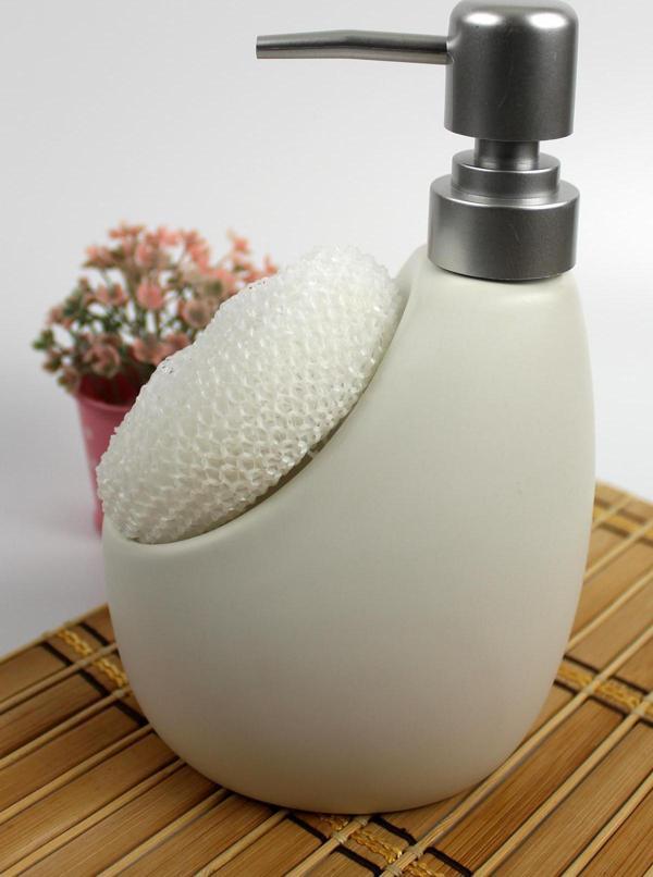 Stonware Sıvı Sabunluk Beyaz Süngerlik Bölmeli 500ml - Image 1
