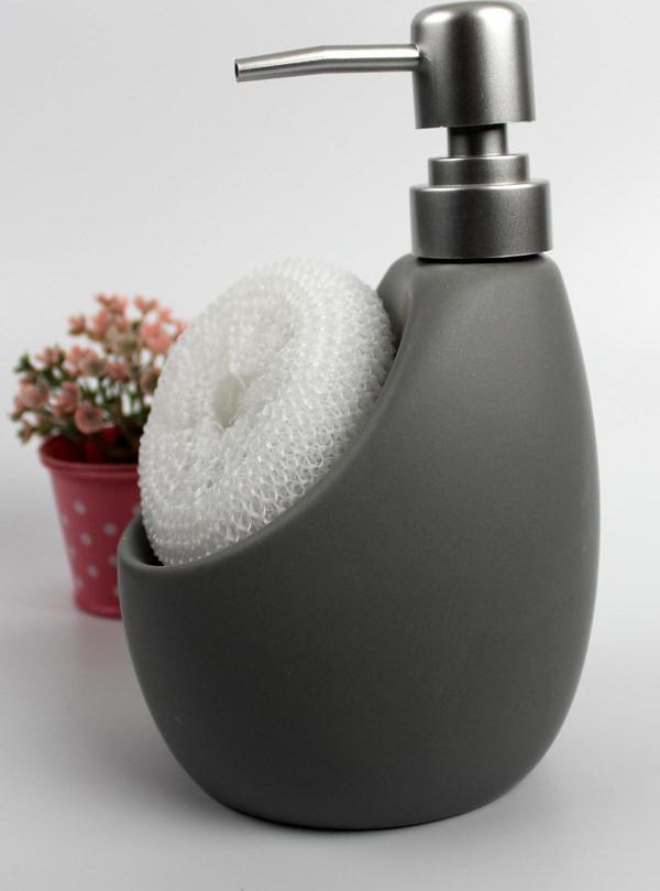 Stonware Sıvı Sabunluk Gri Süngerlik Bölmeli 500ml - Image 1