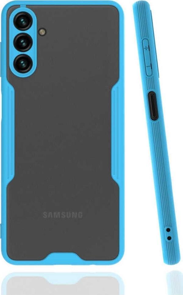 Coverzone Galaxy A04s Ile Uyumlu Kılıf Renkli Kenar Perfe Tpu Silikon Mavi - Image 1