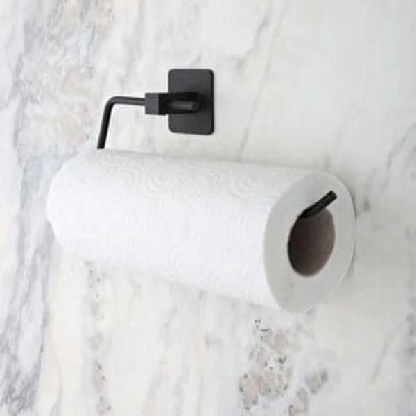 BUFFER® Kendiliğinden Yapışkanlı Siyah Paslanmaz Metal Rulo Havluluk Aparat - Image 1